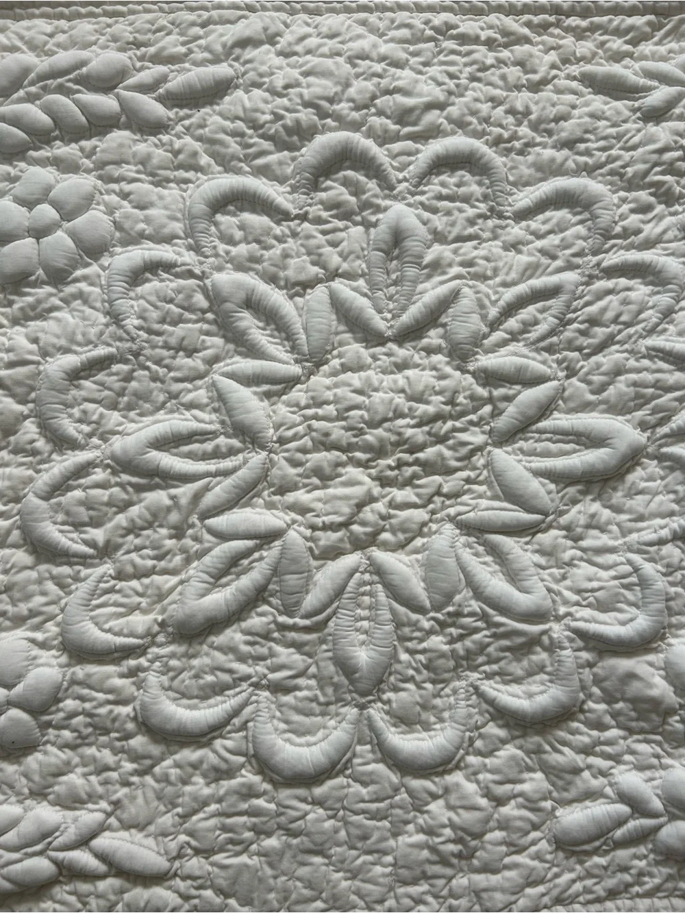 Creamy white Quilted Floral Pillow Shams - Elegant Home Bedding